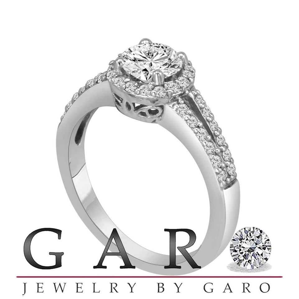 Lab Grown Diamond Halo Engagement Ring 1.35 Carat 14K White Gold, Rose Gold Or Yellow Gold IGI Certified Handmade