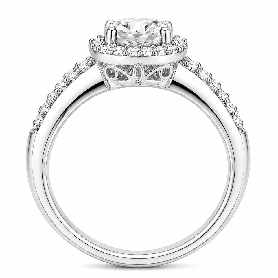 Platinum Natural Diamond Halo Engagement Ring 1.35 Carat Filigree Gallery GIA Certified Handmade