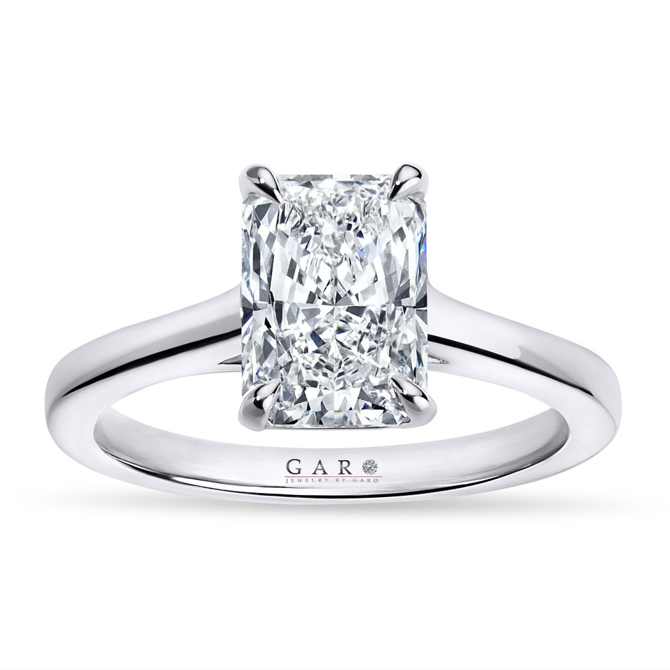 2 Carat Rectangular Cut Lab Grown Diamond Solitaire Engagement Ring IGI Certified 14K White Gold, Rose Gold Or Yellow Gold Handmade