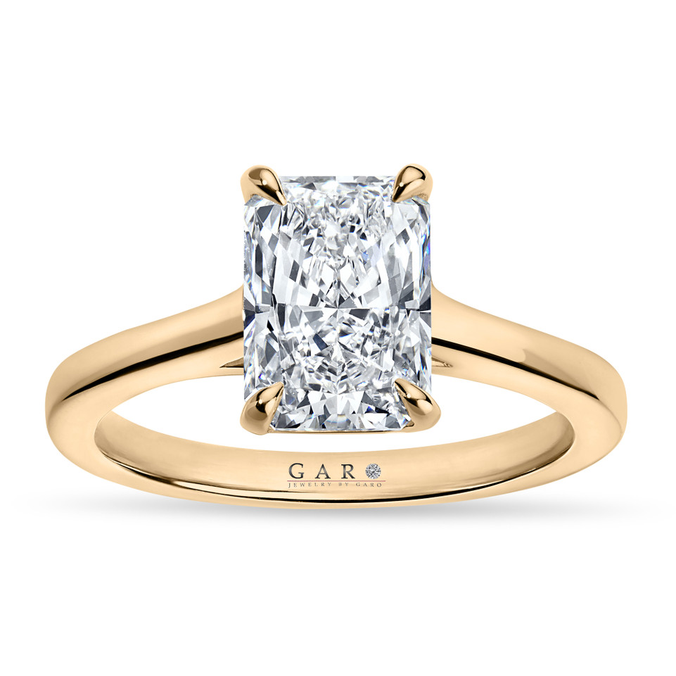 2 Carat Rectangular Cut Lab Grown Diamond Solitaire Engagement Ring IGI Certified 14K White Gold, Rose Gold Or Yellow Gold Handmade