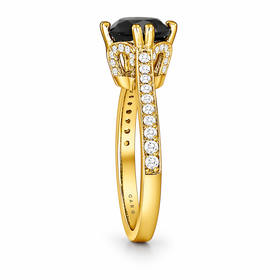 1.83 Carat Black Diamond Engagement Ring 14K White Gold Or Yellow Gold Certified Handmade 