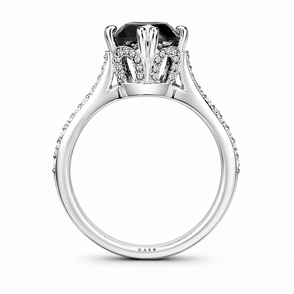 Platinum Black Diamond Engagement Ring 1.83 Carat Certified Handmade 