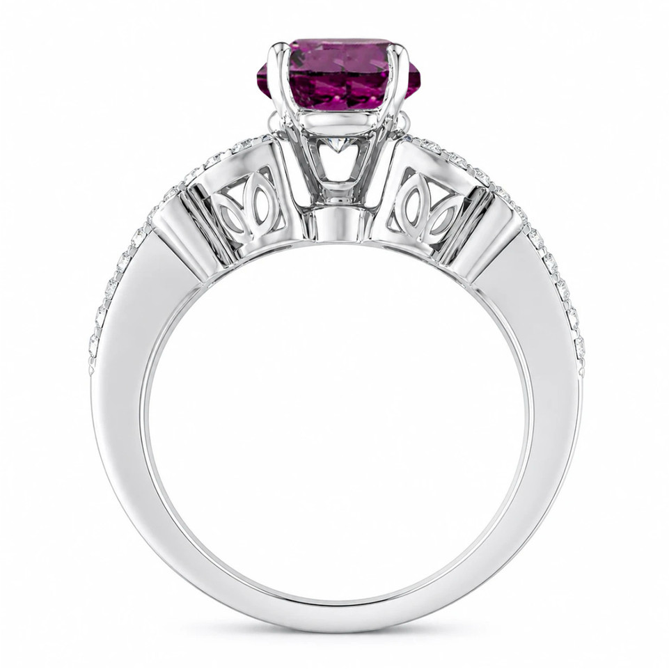 Purple Diamond Butterfly Engagement Ring 0.88 Carat 14K White Gold Unique Certified Handmade 