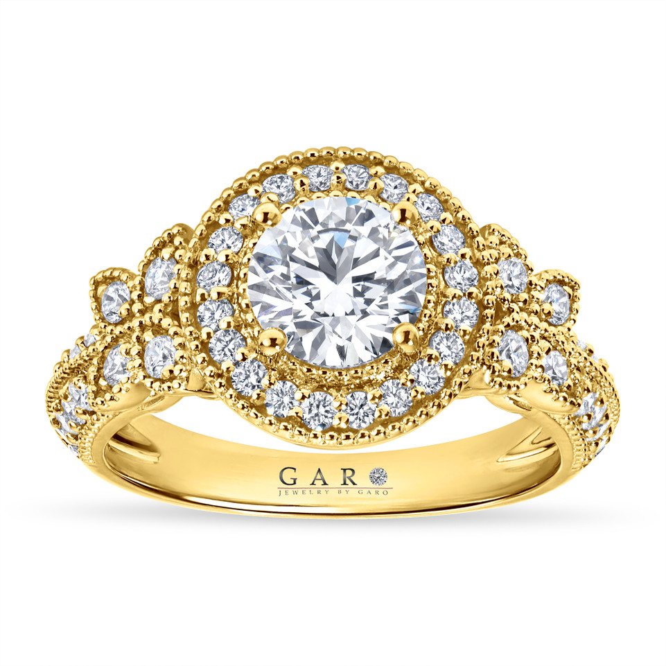 Lab Grown Diamond Butterfly Halo Engagement Ring 1.61 Carat IGI Certified Unique Filigree 14K Gold Handmade