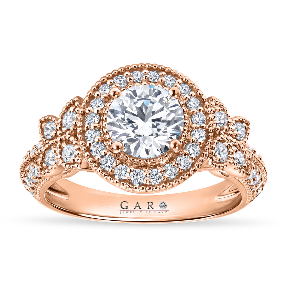 Lab Grown Diamond Butterfly Halo Engagement Ring 1.61 Carat IGI Certified Unique Filigree 14K Gold Handmade