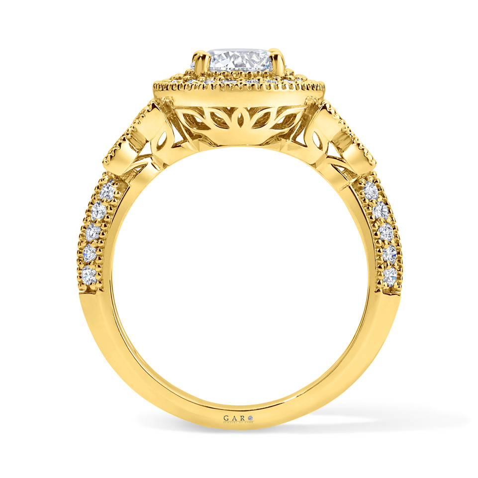 Lab Grown Diamond Butterfly Halo Engagement Ring 1.61 Carat IGI Certified Unique Filigree 14K Gold Handmade