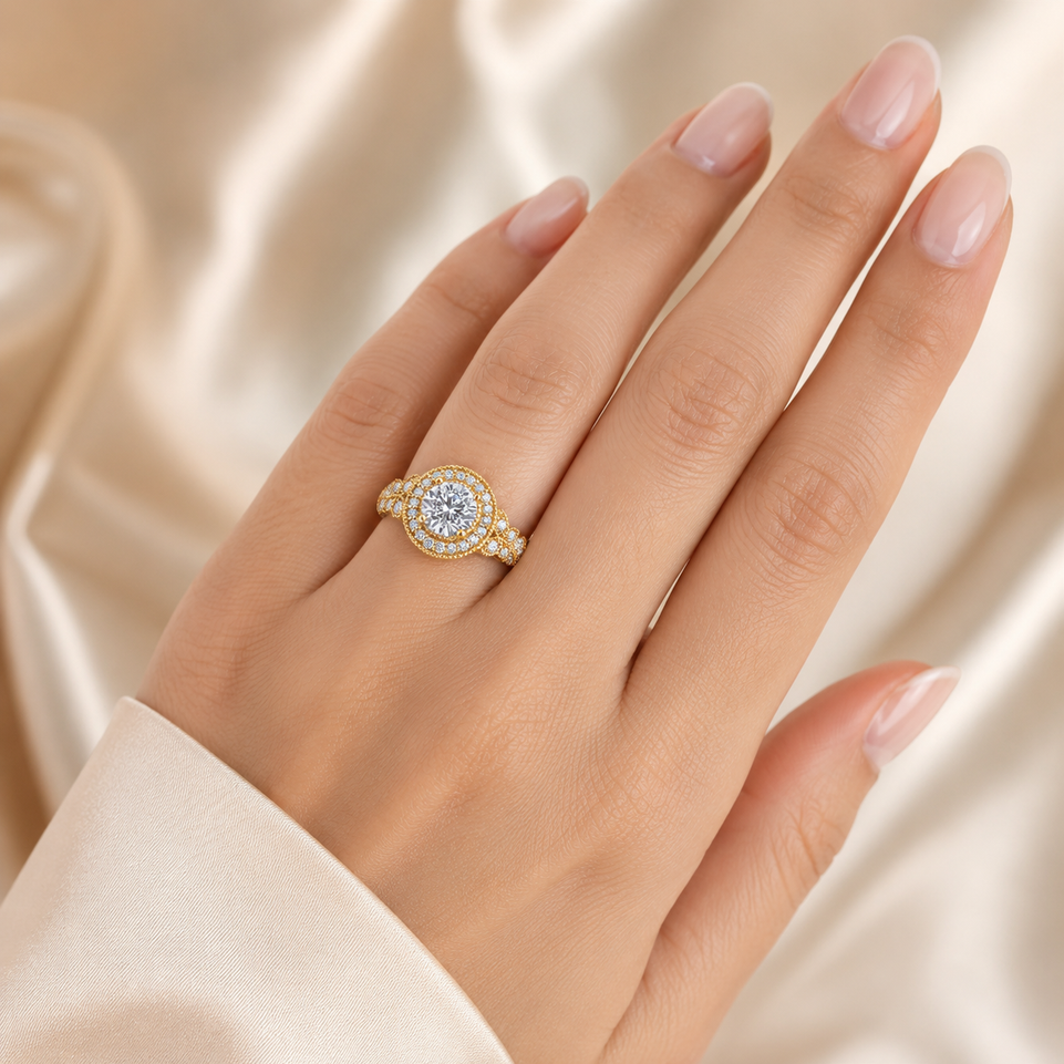 Natural Diamond Butterfly Halo Engagement Ring 1.61 Carat GIA Certified Unique Filigree 14K Gold Handmade