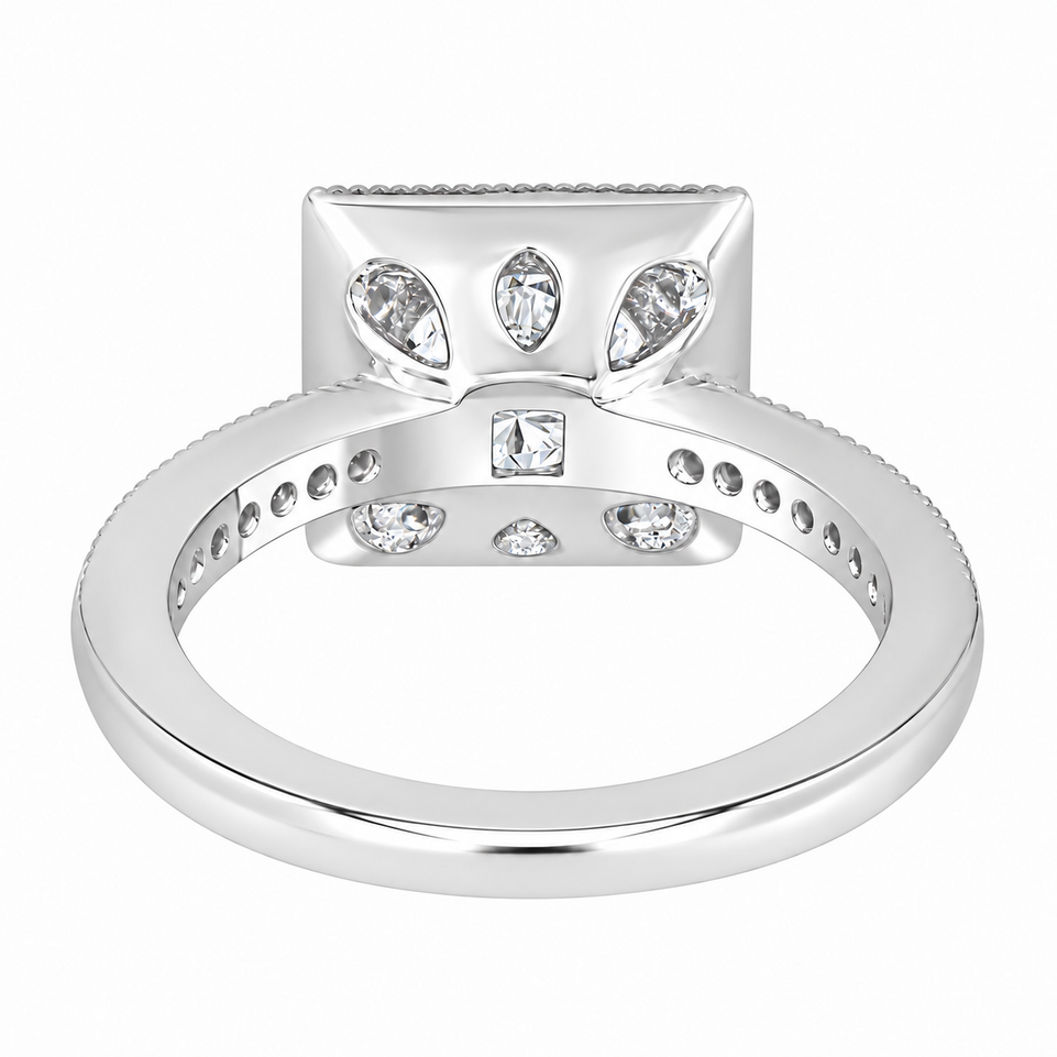 Platinum Lab Grown Diamond Halo Engagement Ring 1.34 Carat IGI Certified Handmade