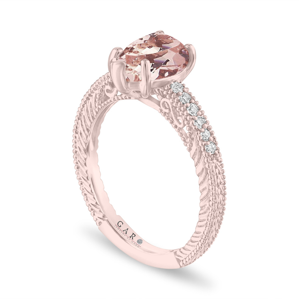 Custom Order Pear Shaped Morganite Engagement Ring 1.20 Carat 14K Rose Gold 