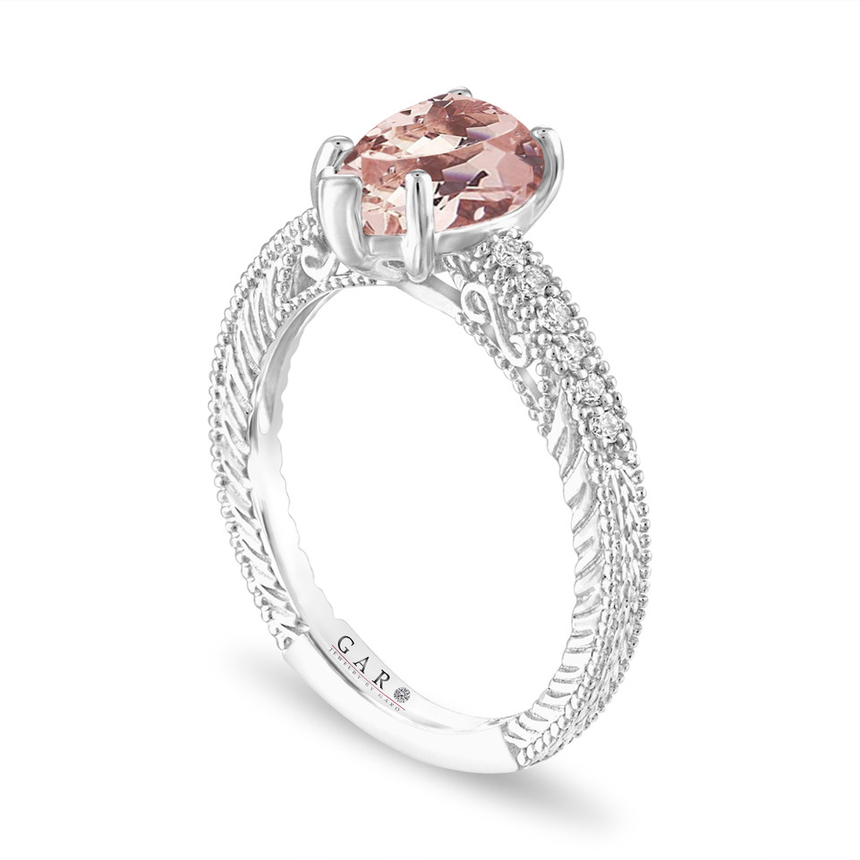 Pear Shaped Morganite Engagement Ring 1.20 Carat 14K Rose Gold or White Gold Unique Certified Handmade