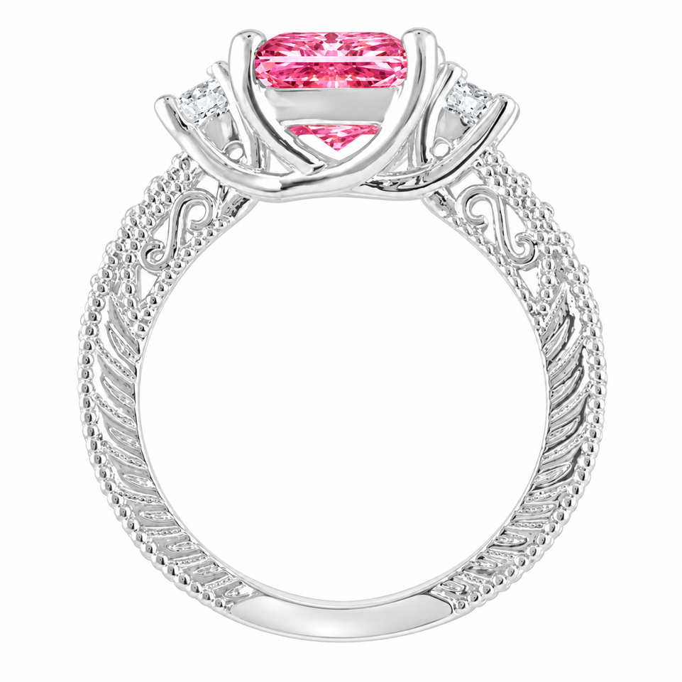 2.45 Carat Princess Cut Lab Grown Pink Diamond Engagement Ring 14K White, Yellow Or Rose Gold Unique IGI Certified Handmade