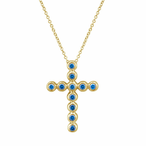 smoky blue Diamond necklace 18k ゴールド ネック 18K-YELLOW-GOLD-BLUE-DIAMOND-