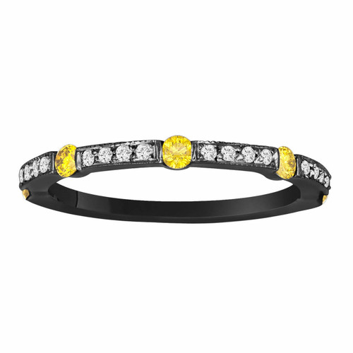 Half Eternity Fancy Yellow & White Diamond Wedding Band Vintage Style ...