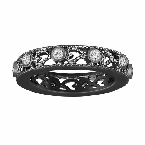 Eternity Diamond Wedding Band Vintage Style 14K Black Gold 0.35 Carat ...