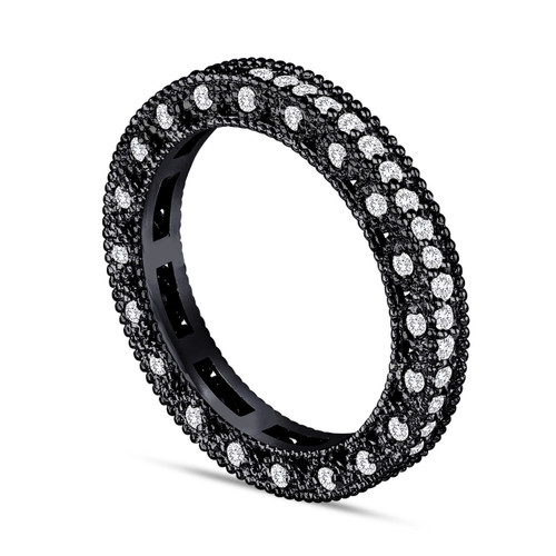 Eternity Diamond Wedding Band 14K Black Gold Vintage Style 0.73 Carat ...