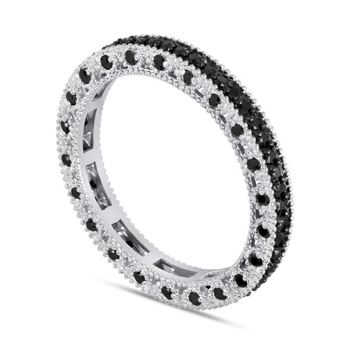 Black Diamond Eternity Wedding Band 14K White Gold 0.75 Carat Vintage ...