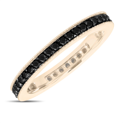 Black Diamond Eternity Wedding Band, Anniversary Ring 14k Yellow Gold 0 ...
