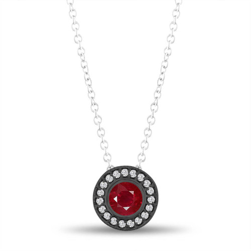 gorgeous ruby pendant. take your style up by adorning... Vintage Style Ruby Pendant Necklace, With Diamonds Pendant, 14K Black ...