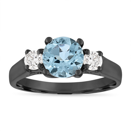 Aquamarine Engagement Ring, Three Stone Vintage Engagement Ring, 1.45 ...