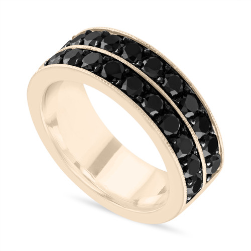 Black Diamond Mens Wedding Band Mens Wedding Ring 14k Yellow Gold