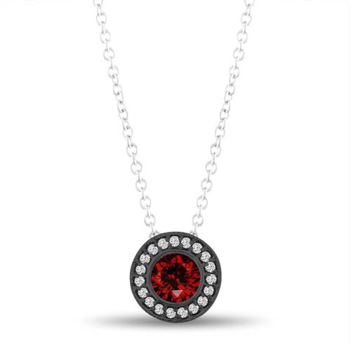 Red Diamond Pendant Necklace 14K Black Gold Vintage Style 0.50 Carat ...