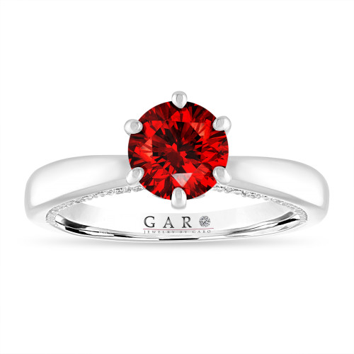 Fancy Red Diamond Engagement Ring, 14k White Gold 1.21 Carat Unique