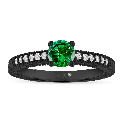 Green Diamond Engagement Ring Filigree Unique 0.62 Carat Certified 14K