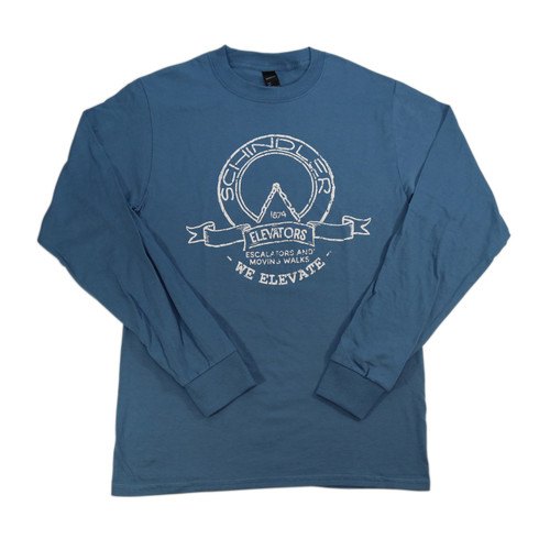 Long Sleeve Hanes Beefy T Shirt Denim Blue With Vintage Logo