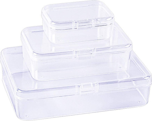 LJY 28 Pieces Mixed Sizes Rectangular Empty Mini Plastic Storage Containers with Lids