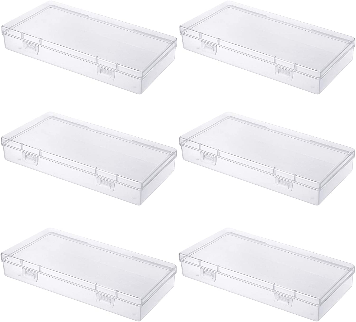 Mini Plastic Storage Containers with Locking Lids, 6 PCS Small Plastic Box  5.4'' x 3'' x 2'' Clear Assorted Color Boxes Organizer Arts and Crafts