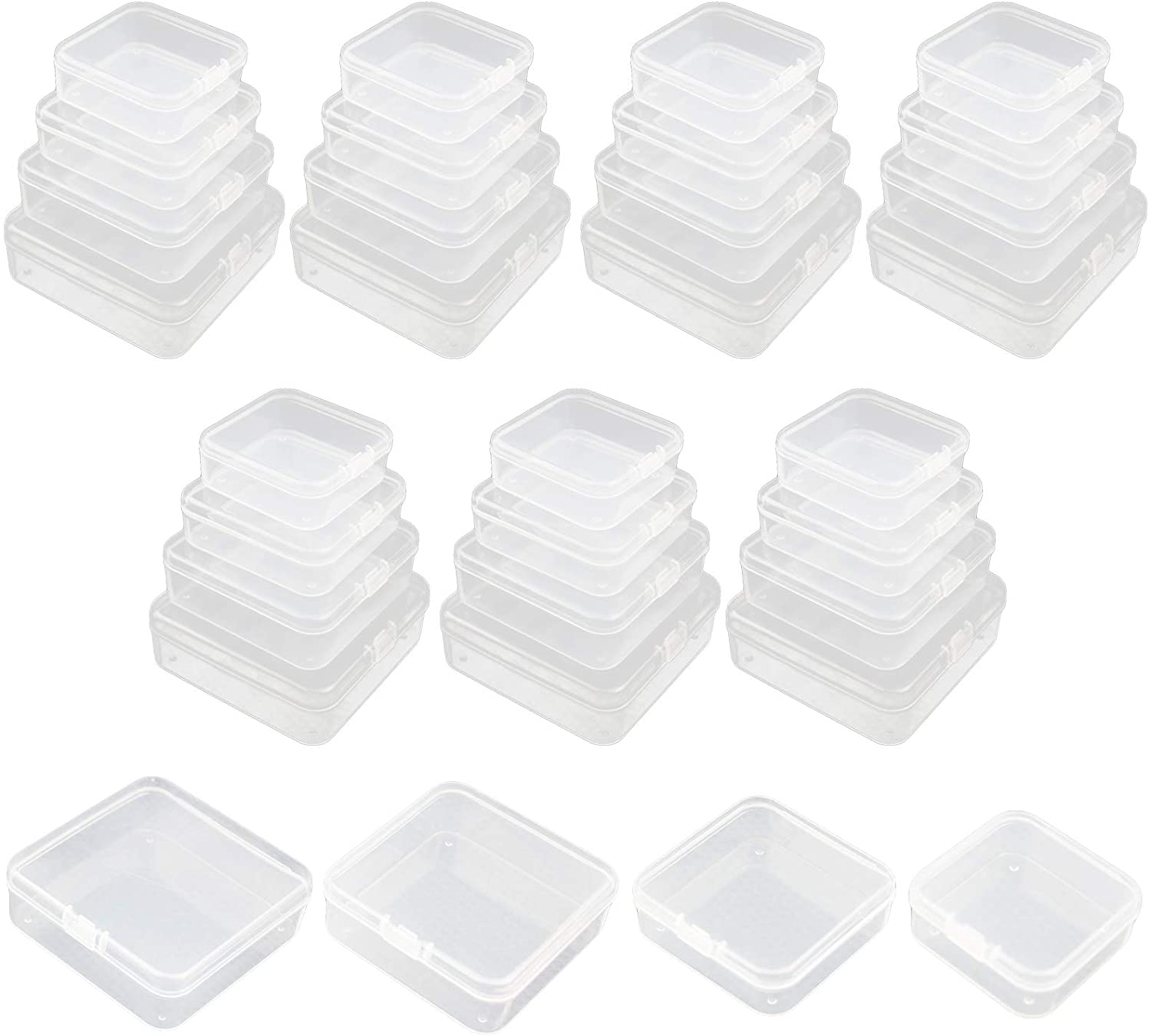 LJY 32 Pieces Mixed Sizes Square Empty Mini Clear Plastic Storage  Containers Box Case with Lids for Small Items and Other Craft Projects LJY  Technology Inc Official Website