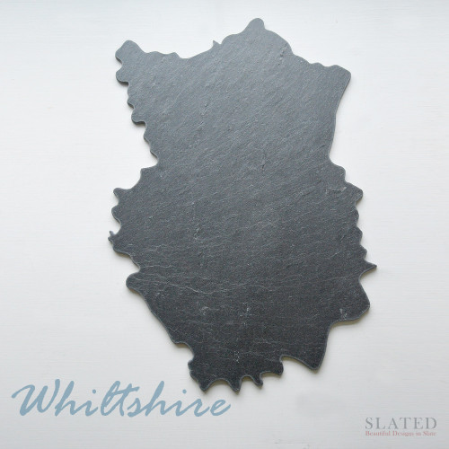 A map of Wiltshire made of beautiful natural slate, with soft felt fully covering the underside to protect table tops, it can be used as tableware or a stylish cheese board or serving platter.
As with all our slates, the Wiltshire slate can be made into a bespoke slate wall clock, making a fabulous and unusual gift for those with a love of this stunning county. Please contact us for more details. 