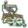 Louisiana State Bird and Flower Map Magnet by Classic Magnets, Collectible Souvenirs and Gifts Made in the USA