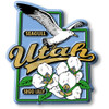 Utah State Bird and Flower Map Magnet by Classic Magnets, Collectible Souvenirs and Gifts Made in the USA