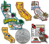 California Six-Piece State Magnet Set by Classic Magnets, Includes 6 Unique Designs, Collectible Souvenirs Made in the USA