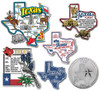 Texas Six-Piece State Magnet Set by Classic Magnets, Includes 6 Unique Designs, Collectible Souvenirs Made in the USA