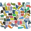 North America Complete Magnet Set by Classic Magnets, 66-Piece Vintage Rubber State & Province Magnets, Collectible Souvenirs Made in the USA