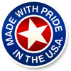 Badge proudly displaying 'Made with Pride in the U.S.A.' in bold red, white, and blue colors. Badge proudly displaying 'Made with Pride in the U.S.A.' in bold red, white, and blue colors.