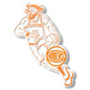 New York Knicks Jalen Brunson magnet in driving action pose with Knicks team logo.