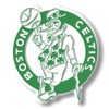 Boston Celtics logo magnet featuring the classic leprechaun spinning a basketball in green and white.