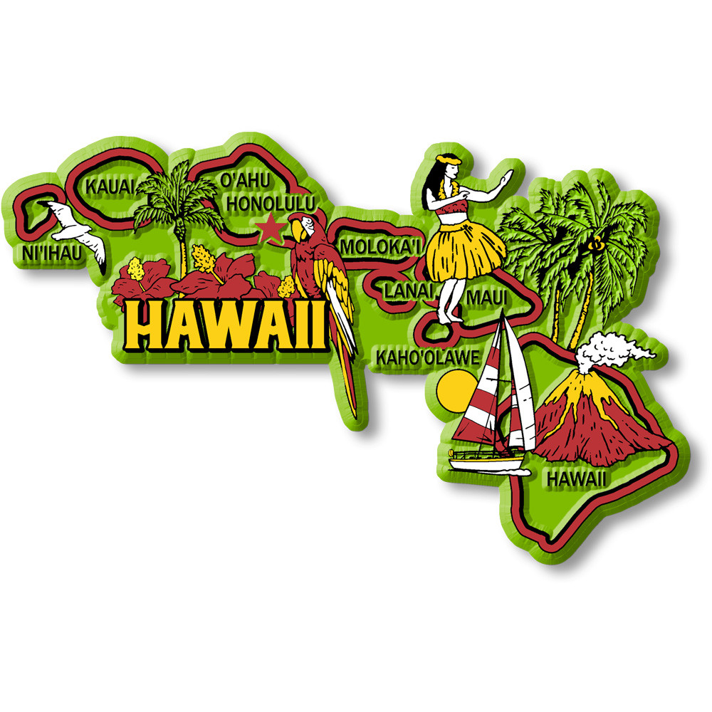 Hawaii Colorful State Map Magnet - ClassicMagnets.com
