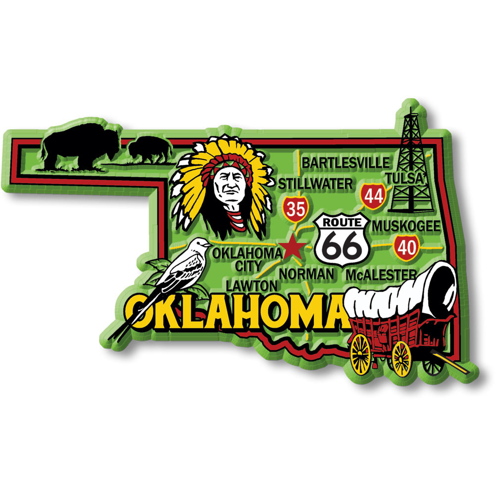 Oklahoma Colorful State Map Magnet - ClassicMagnets.com