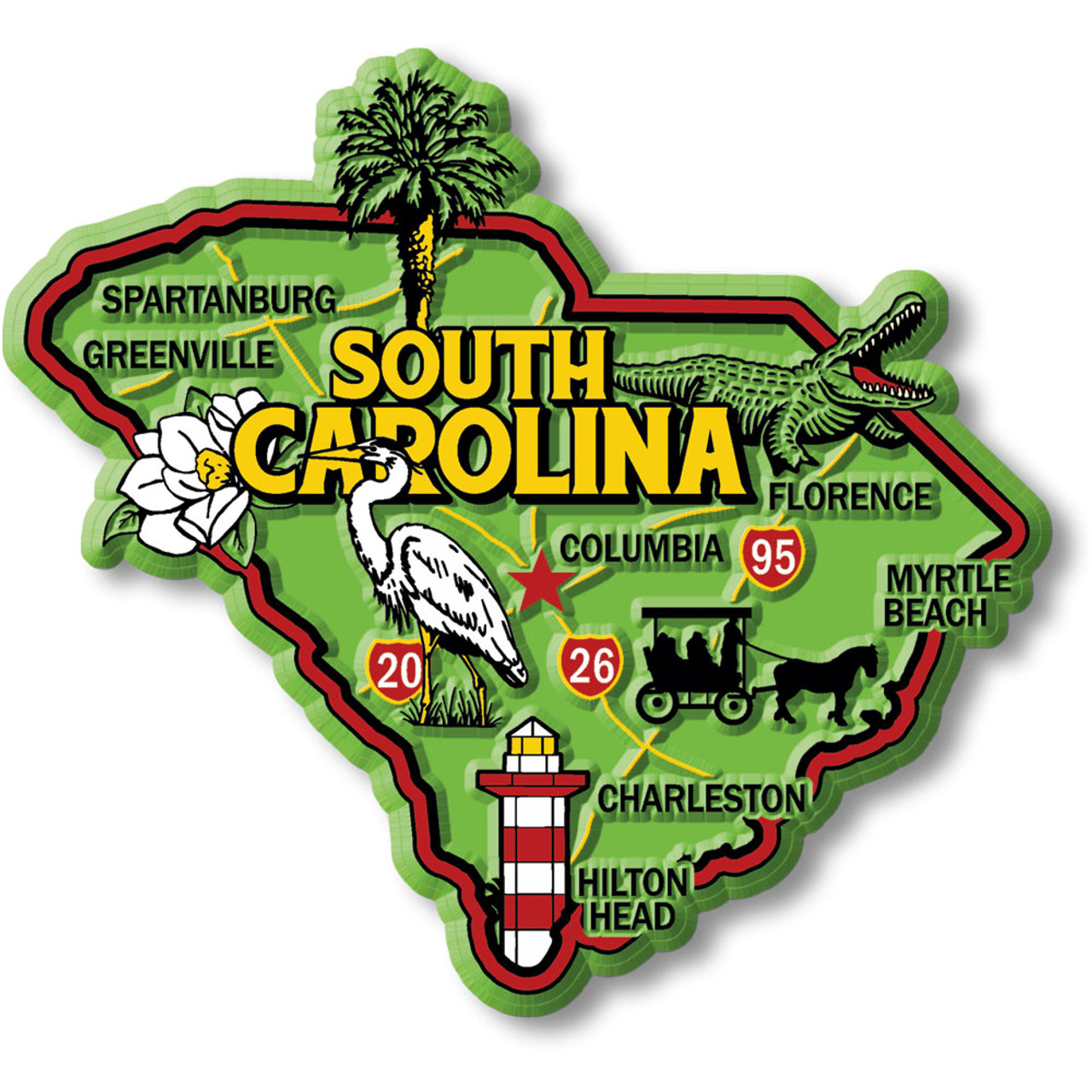 South Carolina Jumbo State Map Fridge Magnet