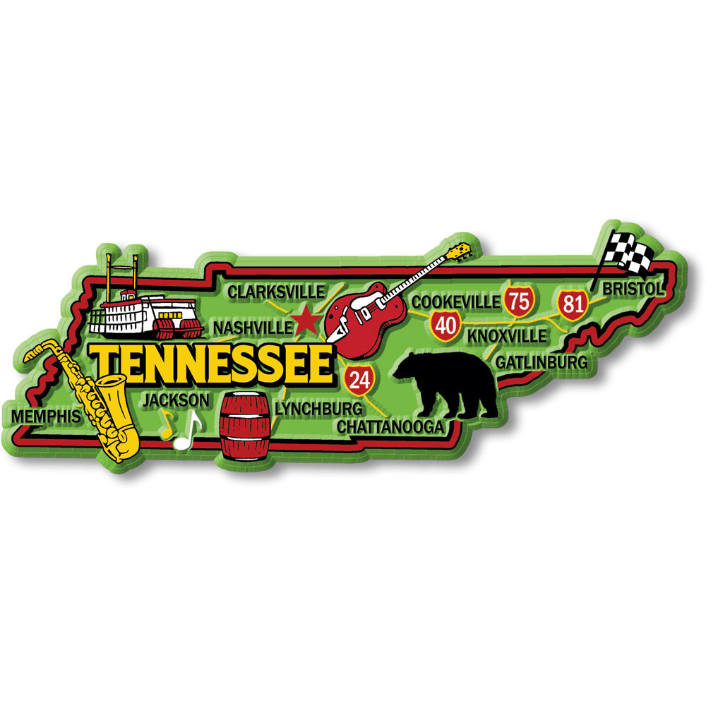 Tennessee Colorful State Map Magnet - ClassicMagnets.com