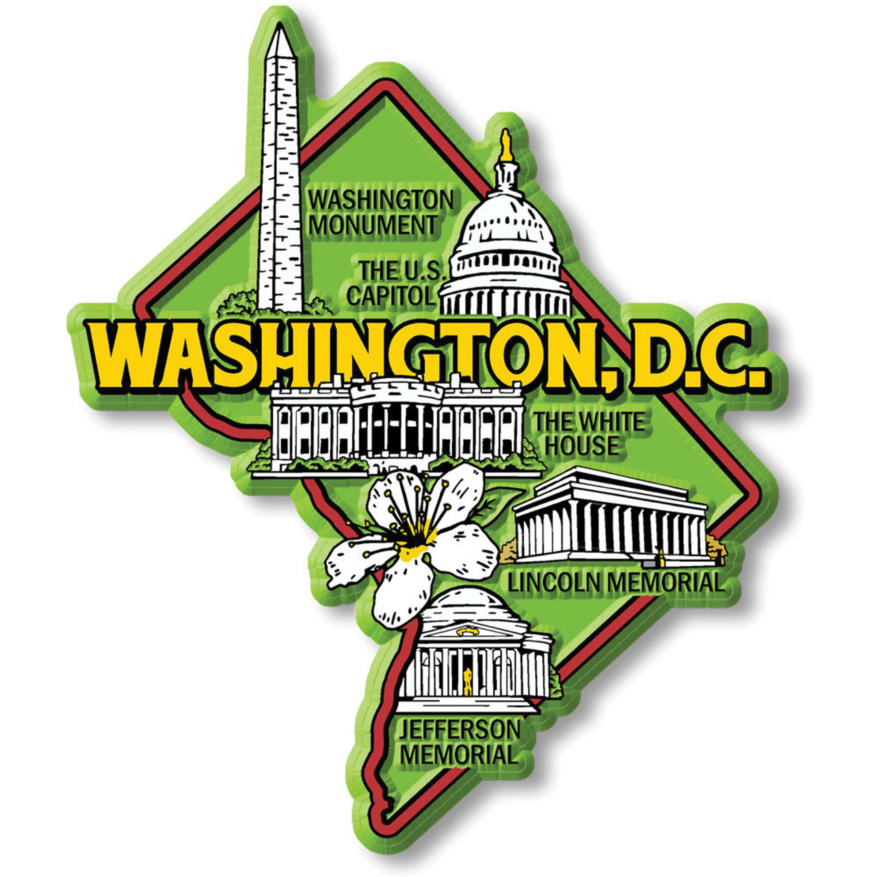 WASHINGTON D.C MAP  INFORMATION MAGNET     EDUCATIONAL  5-COLOR 
