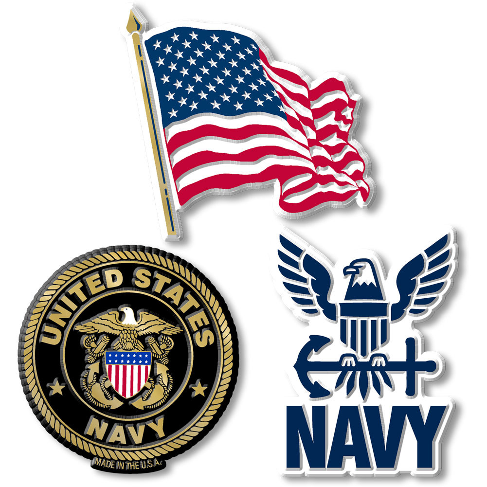 3 Piece Set of US Navy Magnets by ClassicMagnets.com