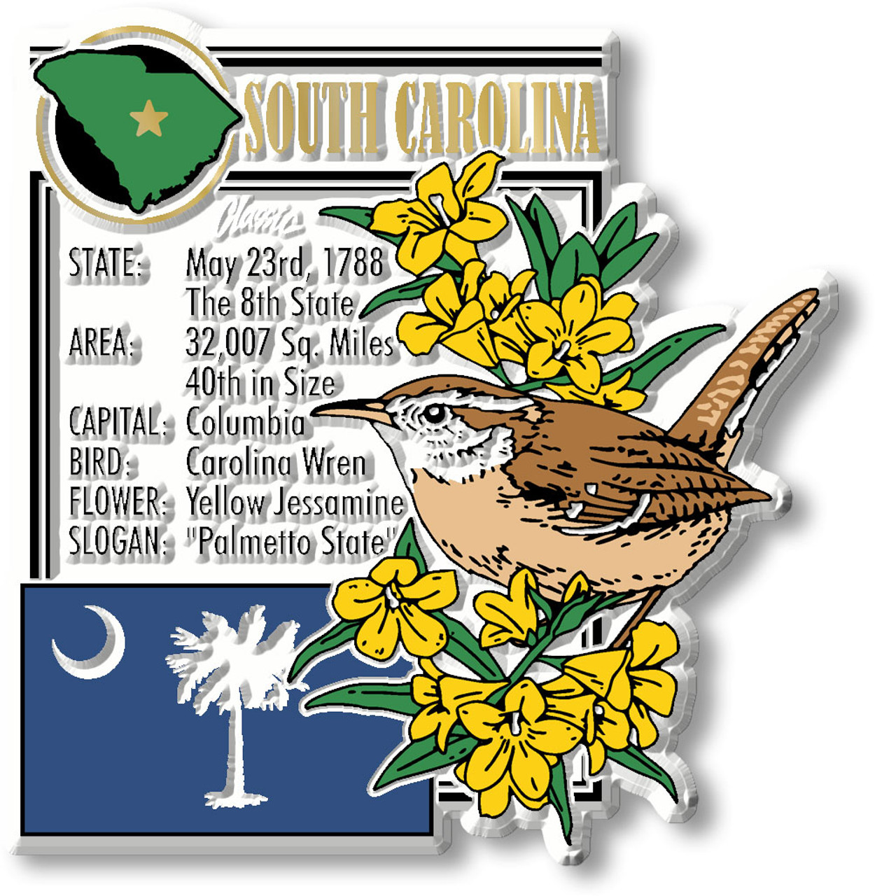 South Carolina State Montage Magnet by Classic Magnets, 2.8