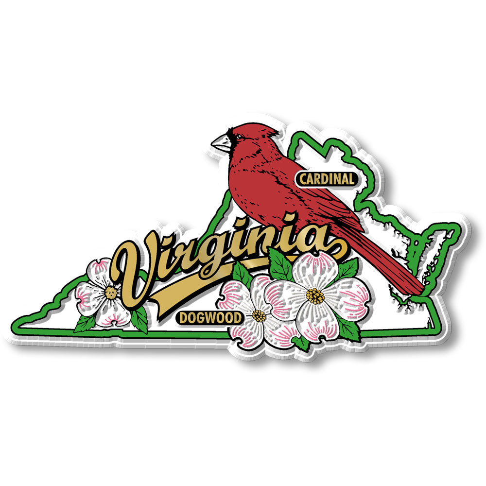 専用☆当時物USAヴィンテージカード フラワー他⑤＆アニマル⑩＆アールデコ①② Virginia State Bird & Flower Map Magnet design features a Cardinal