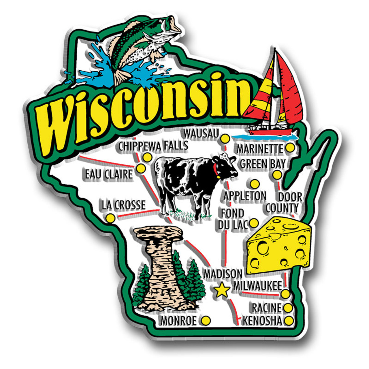 Wisconsin Giant State Map Magnet 