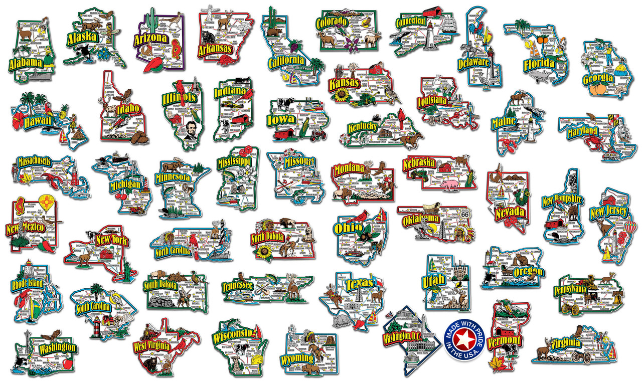Super Jumbo 50 State Magnet Set by Classic Magnets